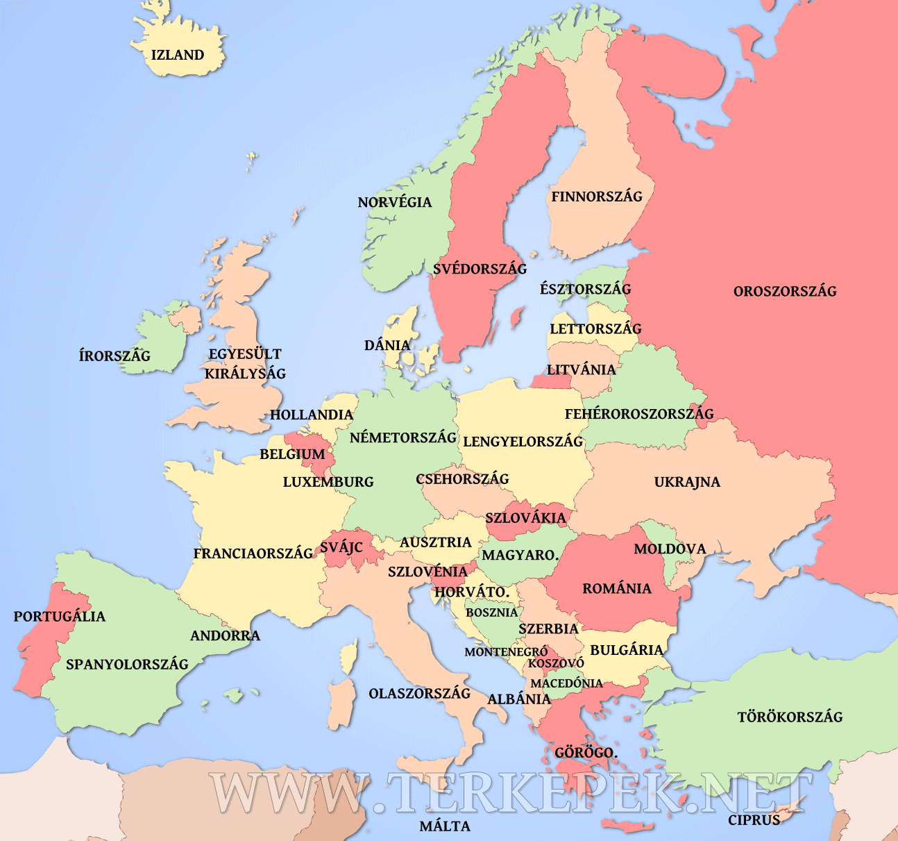 európa országai térkép Európa politikai térképe Európa országaival európa országai térkép