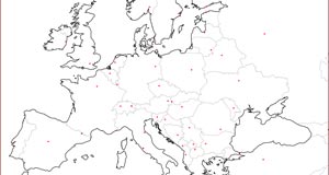 Európa vaktérkép országokkal és fővárosokkal